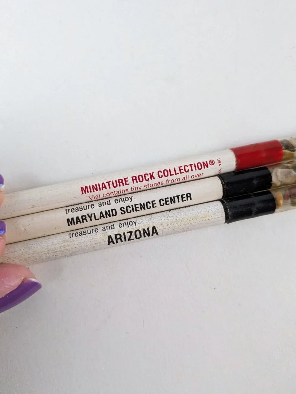 Vintage 90s Mini Rock Collection Souvenir Pencils Lot x3